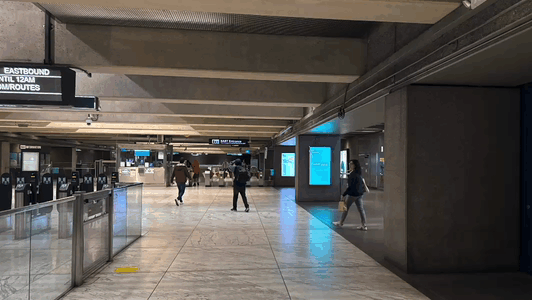 Redesigned exit signage with clear B2 exit reference